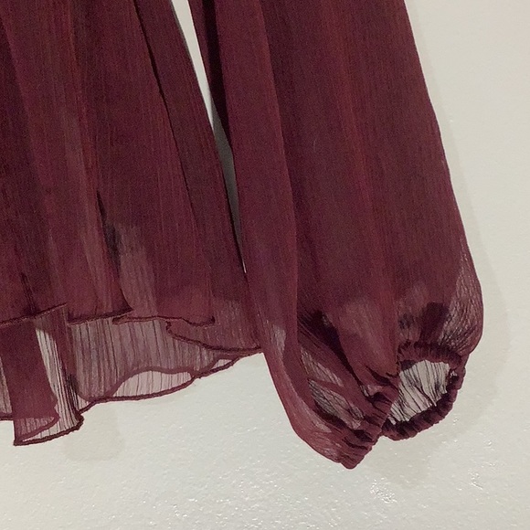 Belle Sky Burgundy Mesh Top - Picture 4 of 5